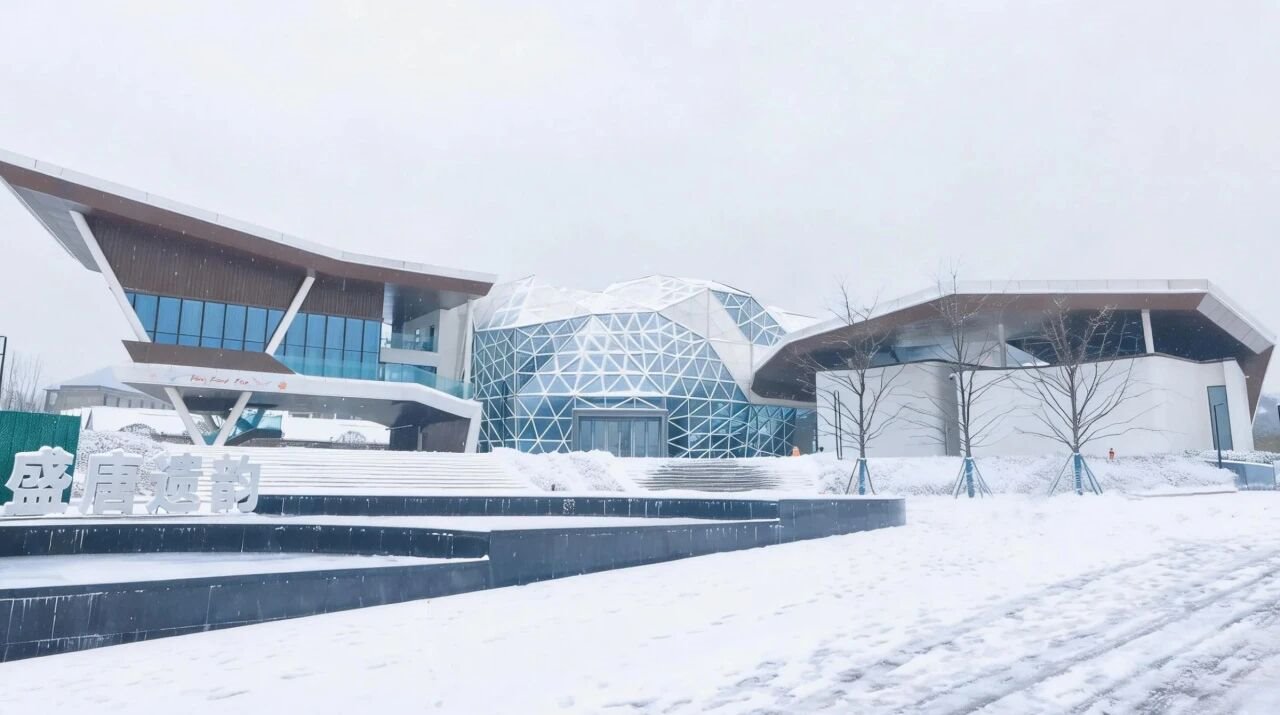 雪中的矾花源游客中心